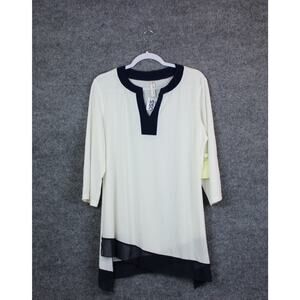 Perception Top White and Blue Long-sleeve Size XL Nautical Hamptons